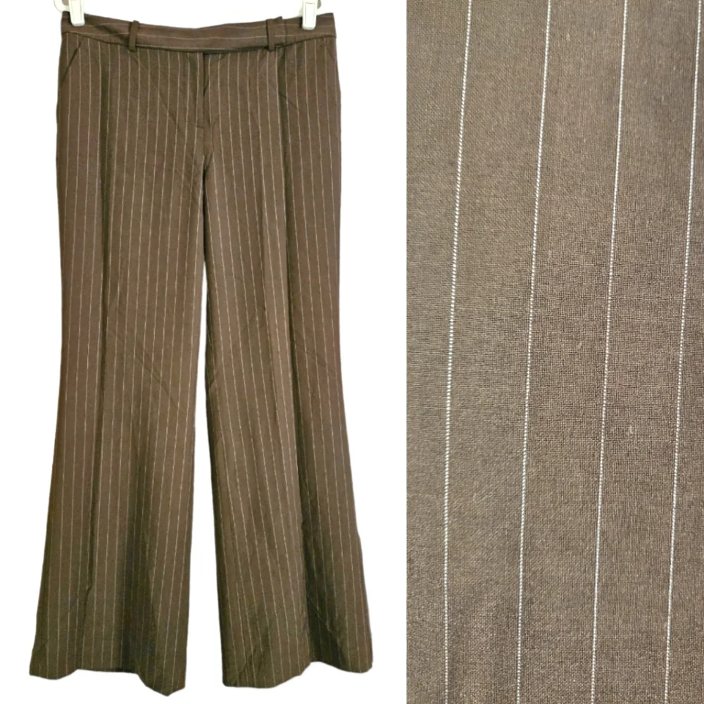 NWOT Talbots brown pinstripe Heritage wool blend trousers pants Womens 12 - Picture 1 of 9
